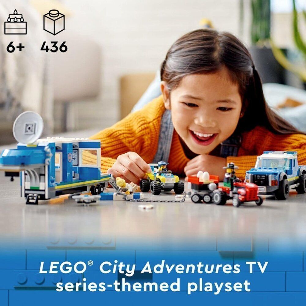 LEGO City Police Mobile Command Truck Toy with Prison Trailer, Drone, Tractor an - Picture 2 of 9